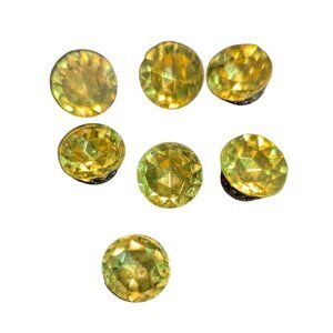 Vintage Gold & Yellow Faceted Glass Button Set Of 7 Intricate Details Round Shan